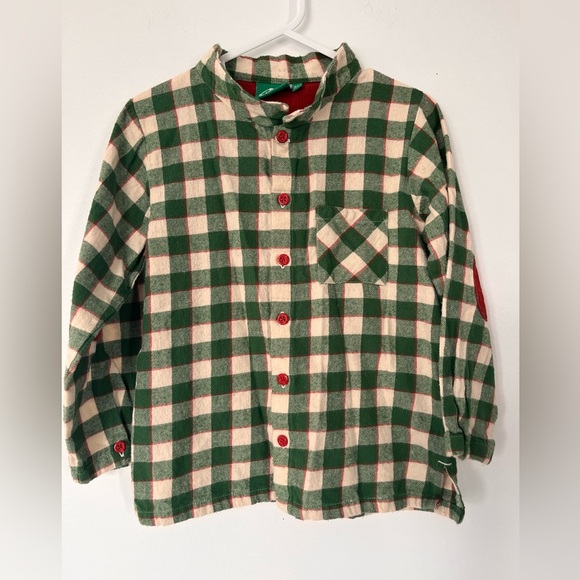 Little Green Radicals Green and Cream Plaid Kids Shirt - Picture 1 of 5
